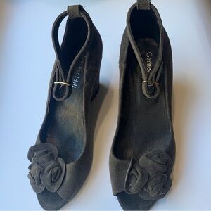 Garnett Hill grey suede peep toe wedge heels Size 7